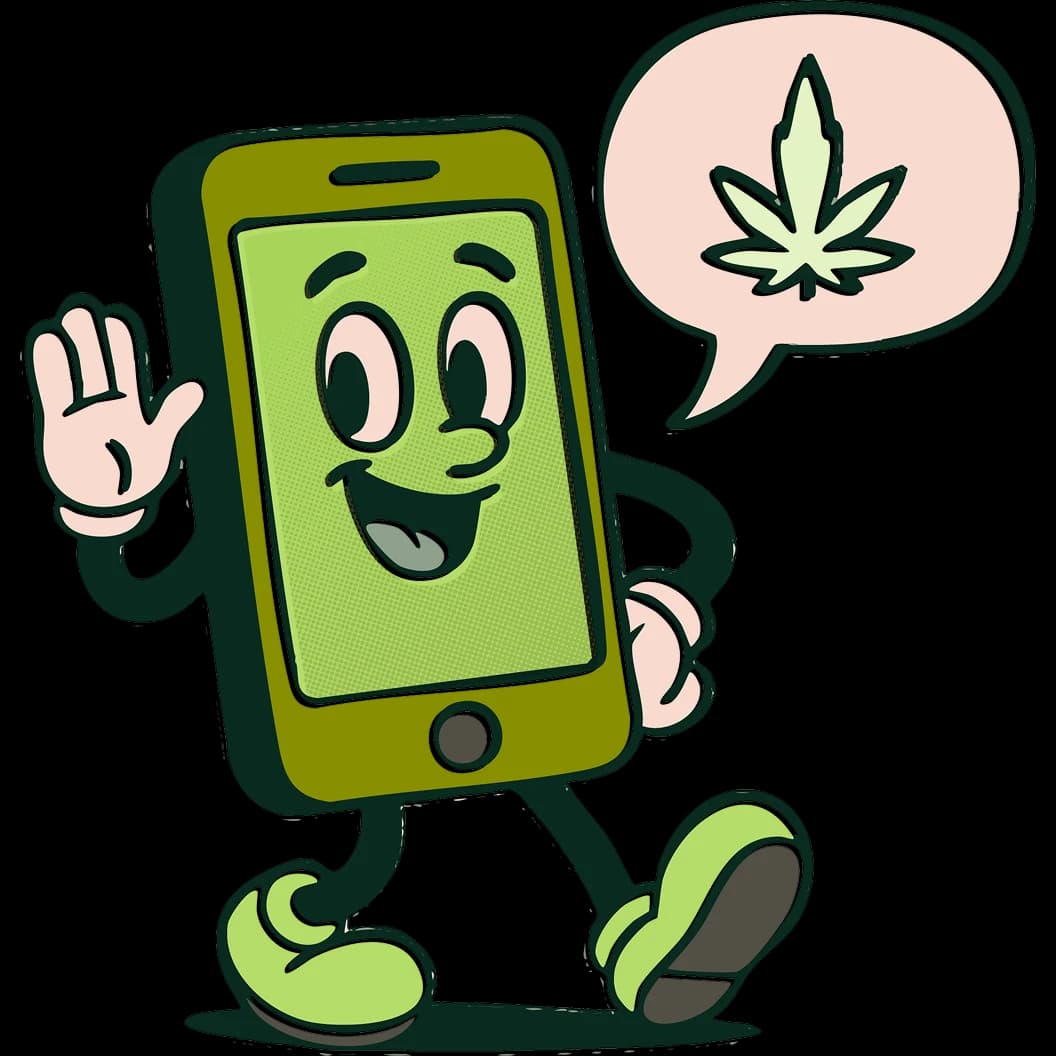 animated dollar walking into a dispensary