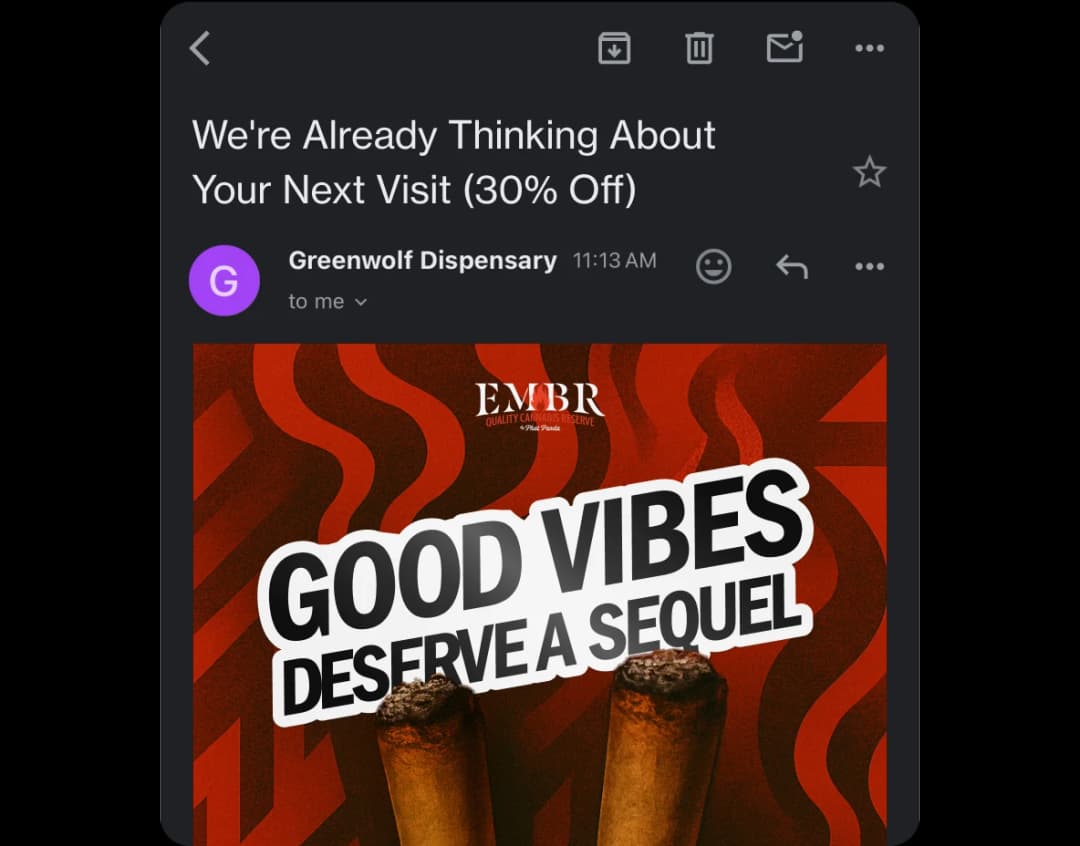 screenshot of embr emails