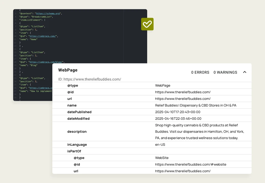 screenshot of code and schema