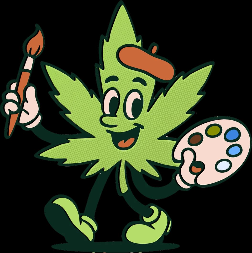 animated dollar walking into a dispensary