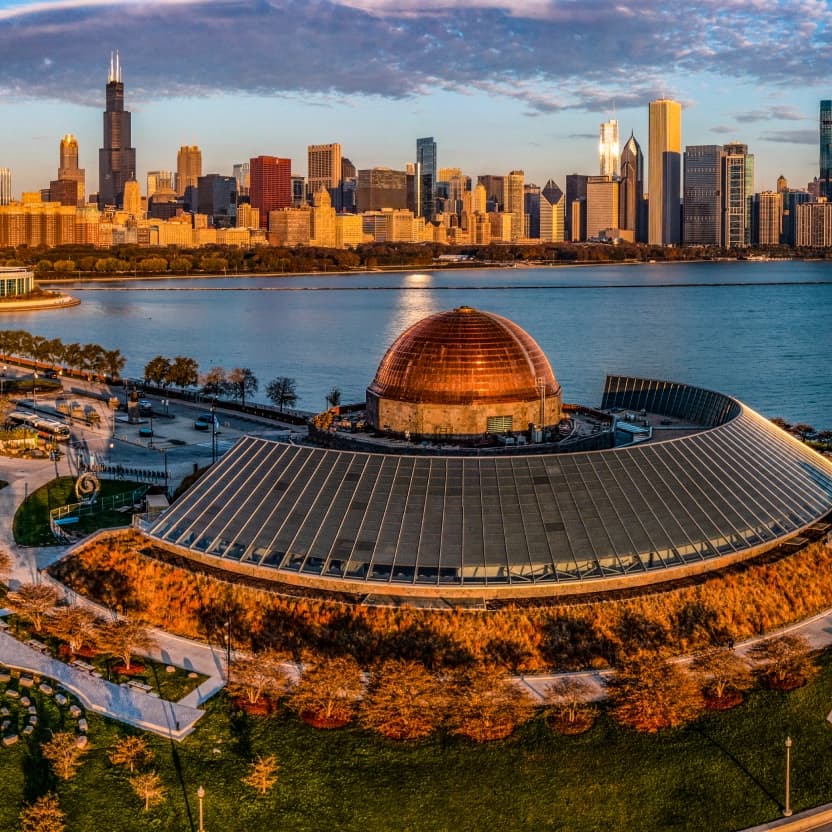 Chicago,Illinois Aerial at the Adler Planetarium